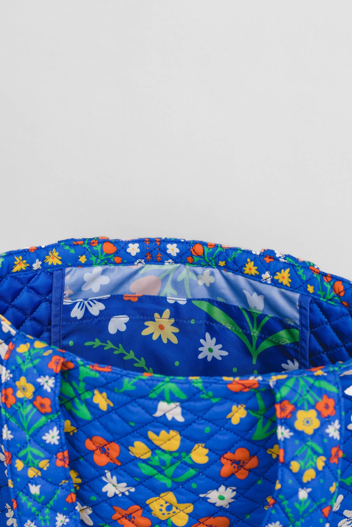 Quilted Tote, Blue Scandinavian Floral
