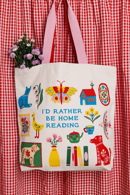 Canvas Tote, I'd Rather Be Home Reading